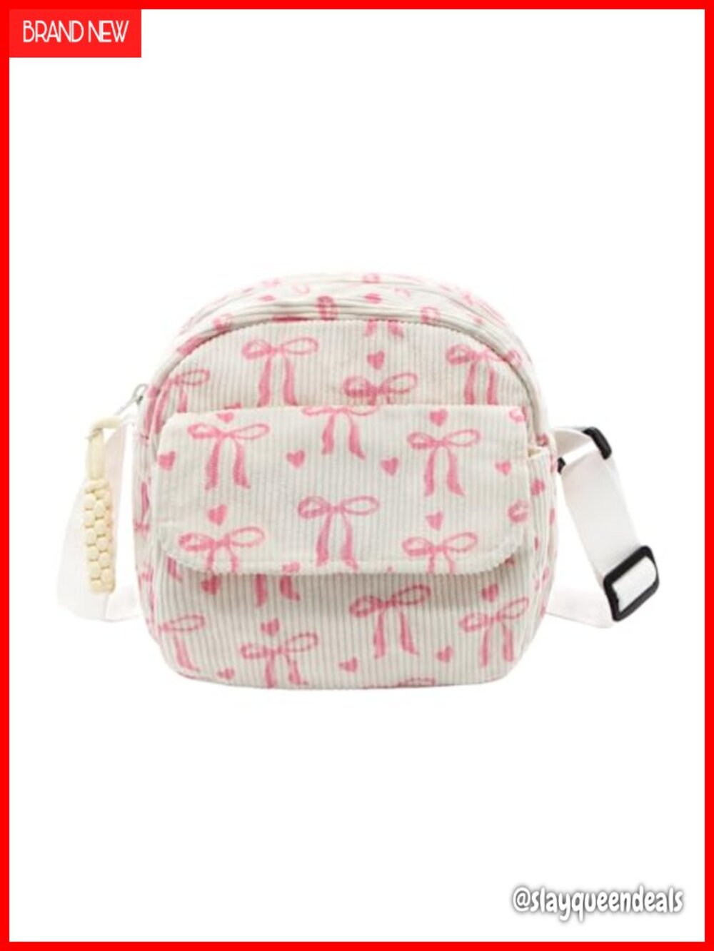 Corduroy Crossbody Bag Small Strawberry Shoulder Purse Adjustable Strap